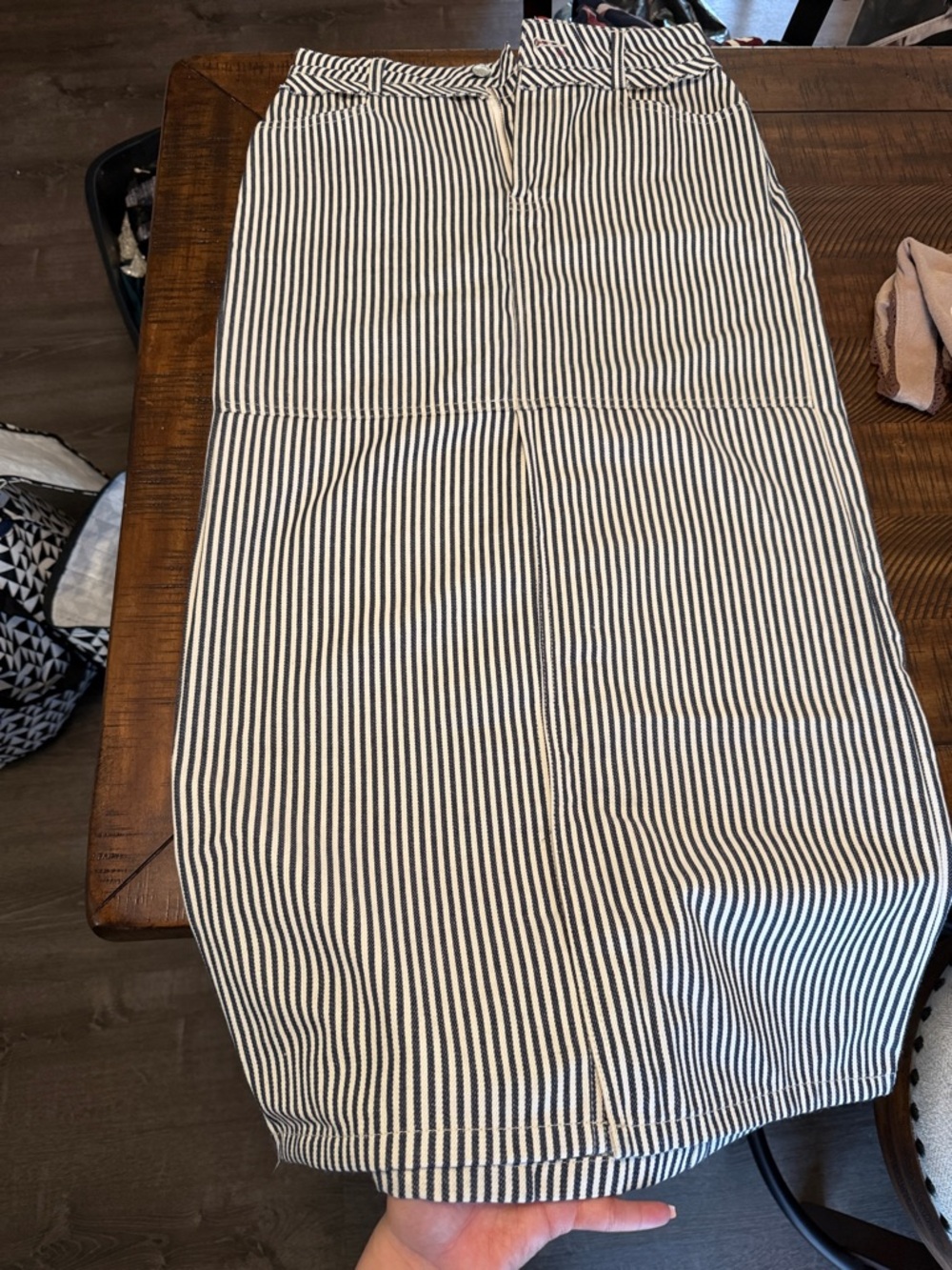 Striped Midi Skirt in Black and White